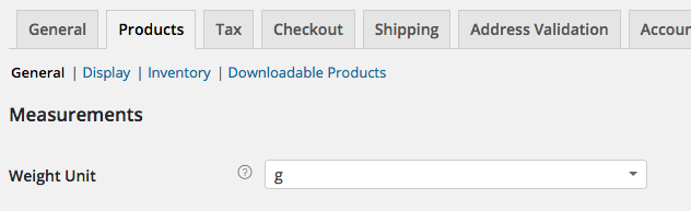 WooCommerce weights